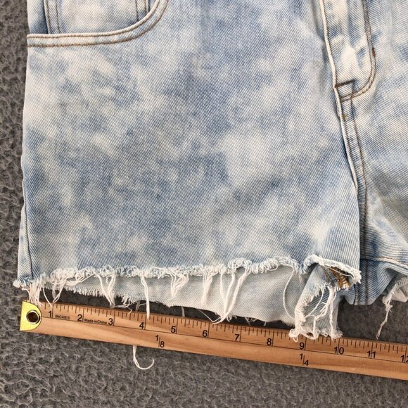 Pacsun Shorts Womens 28 Blue Acid Wash Denim High Rise Frayed Distressed Casual - Picture 12 of 13